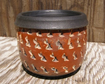 Handmade Planter Pot with drainage hole 4  x 3 3/4  inches /10-h