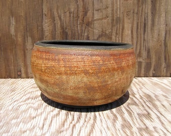 Handmade Raku Pottery Planter Pot with drainage hole 6 x 3 3/4 inches   7- 8-z