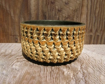 Maceta de cerámica Raku hecha a mano con orificio de drenaje 6 1/2 x 3 1/2 pulgadas / x-f