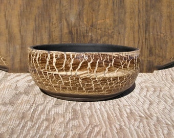 Handmade Raku Pottery Planter Pot with Drainage hole  7 x 2 3/4 inch / 88- 30-b