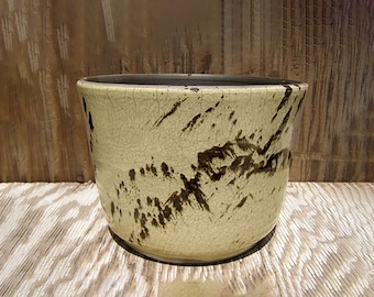 Maceta de cerámica Raku hecha a mano con orificio de drenaje 7 x 5 pulgadas/ 36- 20-w