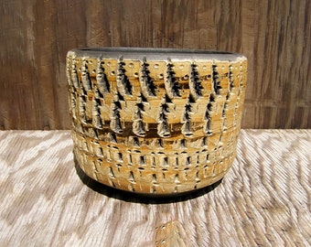 Handmade Raku Pottery Planter Pot with drainage hole  5 1/2  X 4 inches / 10-a