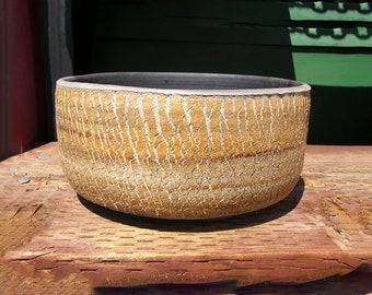 Large Handmade Raku Planter Pot with Drainage hole  8 x 3 3/4 inches / 88-16c