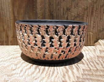 Handcrafted ceramic Raku Pottery Planter Pot with Drainage hole  7 x 3  1/2 inch / 99-1 -f