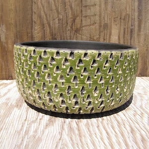 Handcrafted Raku Pottery Planter with Drainage hole  7 1/2 x 3 1/2  inches /  36- 8-g