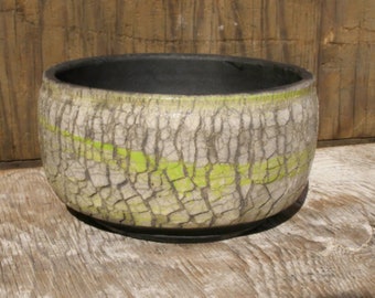 Handmade Ceramic Planter pot with drainage hole Raku Pottery  6  x 3 inches/ x- 20- 44-d