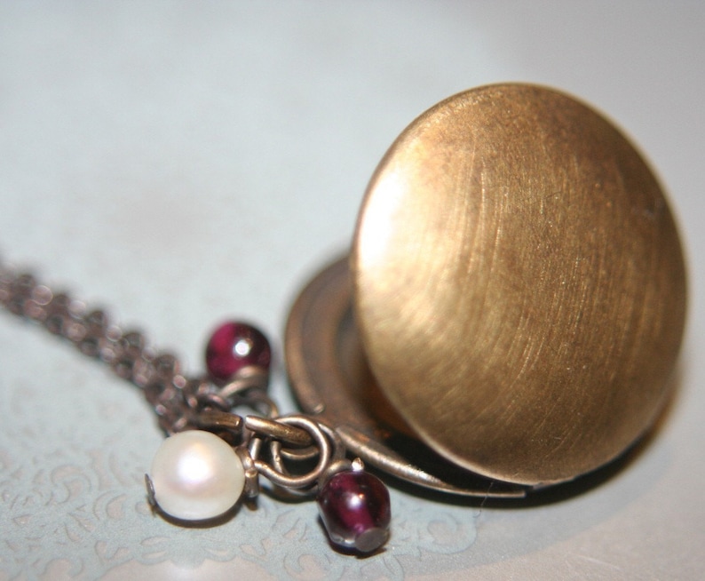 Vintage Style Simple and Dainty Organic Round Brass Locket Necklace 16 inches