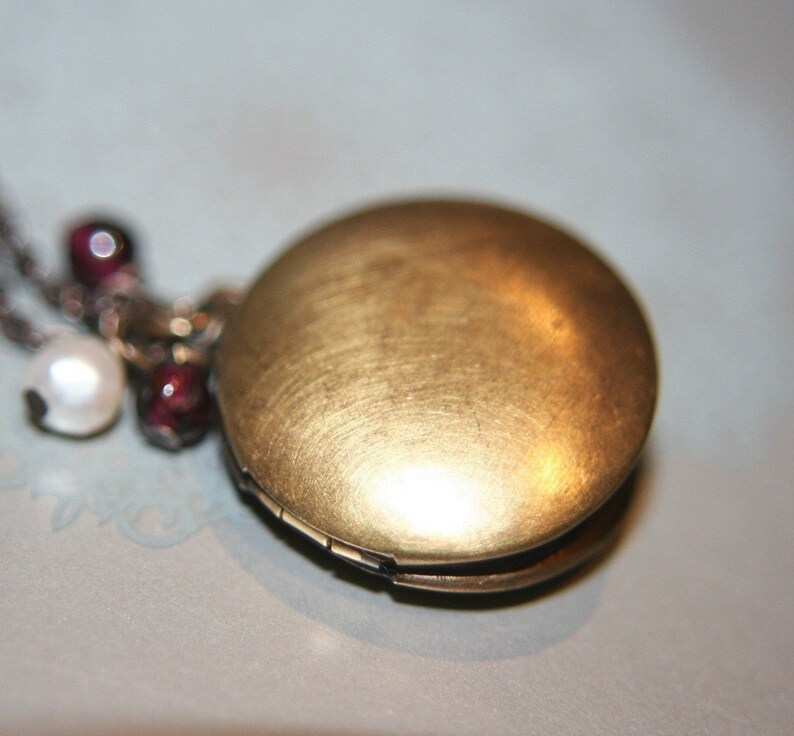 Vintage Style Simple and Dainty Organic Round Brass Locket Necklace 16 inches