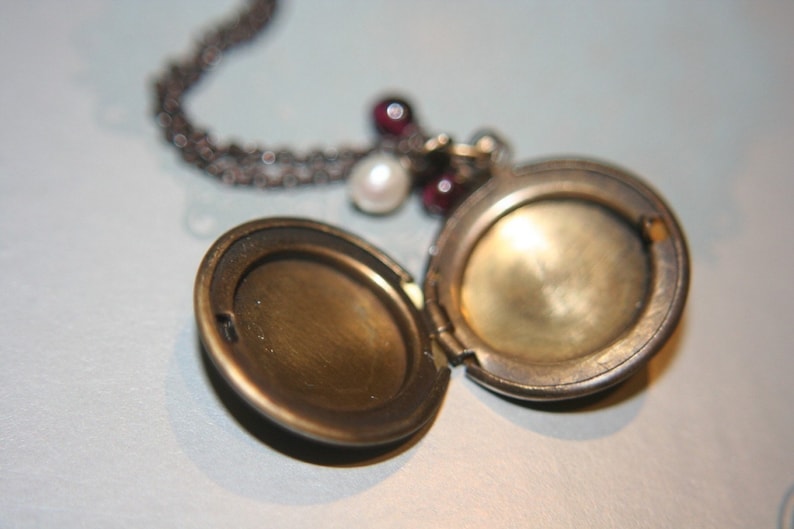 Vintage Style Simple and Dainty Organic Round Brass Locket Necklace 16 inches