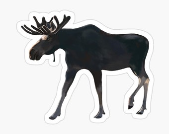 Moose Sticker Two Sizes 3.2x3 inch or  5.1x5.5 inch Artwork and Multi Pack Discount