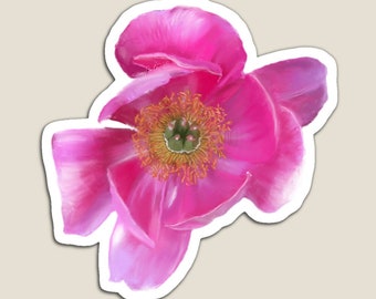 Hot Pink Peony Magnet 3 sizes