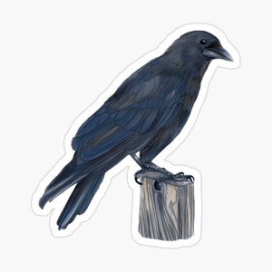 American Crow Painting Sticker: Glossy Vinyl Sticker
