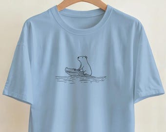 Capybara Krokodil T-Shirt - Lustiges minimalistisches Tiergrafik-T-Shirt