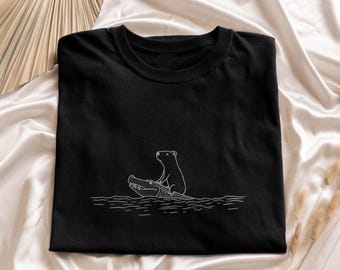 Capybara Crocodile Graphic Tee: Funny Animal Art T-Shirt