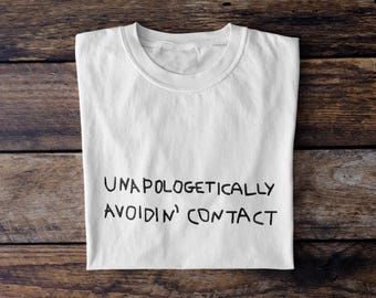 Embroidered Introvert T-Shirt: Minimal Handwriting Style, Antisocial Tee