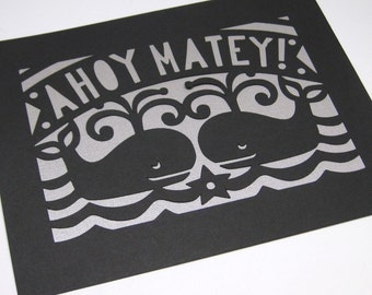 PC06 Ahoy Matey - Whales - Nautical - Hand Papercutting Pattern - Pattern - Digital Download