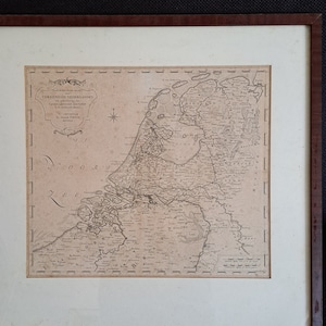 Carte des Pays-Bas des Pays-Bas du XVIIIe siècle, carte ancienne des Pays-Bas, atlas encadré Isaak Tirion