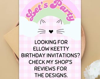 Kitty Invitation Editable Birthday Kitty Invitation Kitty Digital Birthday Template Pink Kitty Birthday Invite Kitty Birthday Invitation