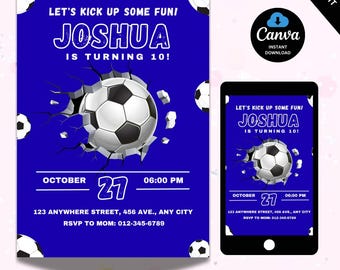 Editable Soccer Birthday Invitation Template, Soccer Birthday Invitation, Soccer Invitation Template