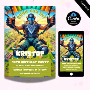 Faire-part d'anniversaire Bruh, invitation à une fête d'anniversaire de joueur, jeu vidéo Party Evite, modèle numérique modifiable, téléchargement immédiat, carte d'anniversaire imprimable