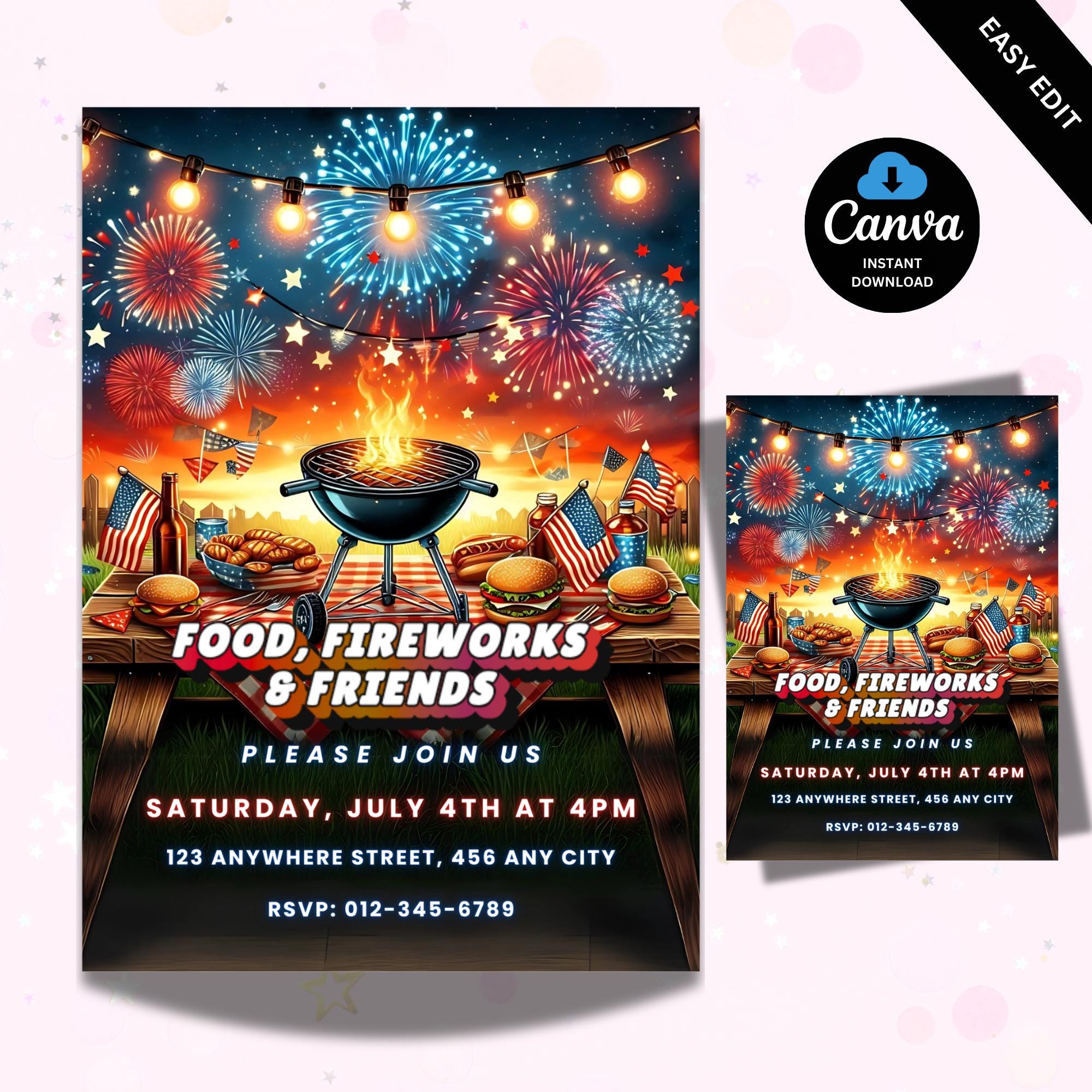 Invitation barbecue modifiable du 4 juillet Invitation barbecue barbecue du jour de l'indépendance, invitation barbecue du 4 juillet Invitation barbec