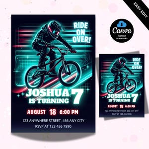BMX Birthday Invitation for Bike Race Party, Teen BMX Racing Birthday Invite, BMX Bike Track, Printable Digital Template, Instant Download