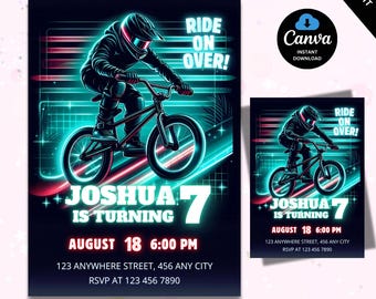 BMX Birthday Invitation for Bike Race Party, Teen BMX Racing Birthday Invite, BMX Bike Track, Printable Digital Template, Instant Download