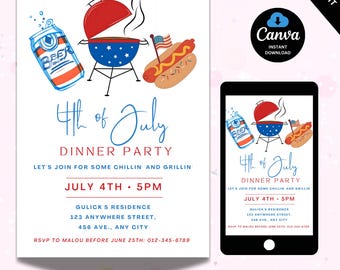 Invitation au barbecue du 4 juillet Invitation au barbecue pour le jour de l'indépendance