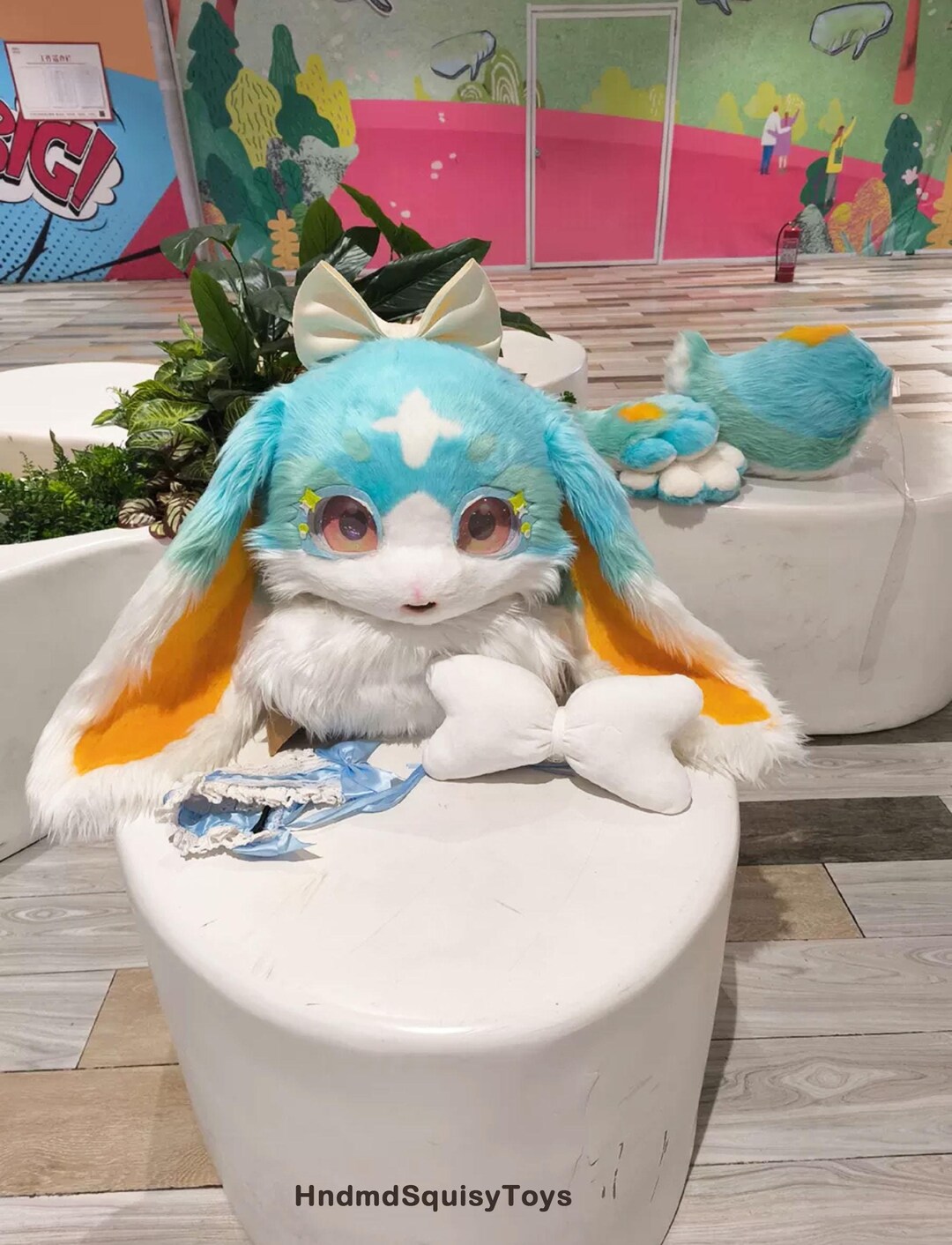 Fursuit Head, Blue Lop-eared Rabbit, Cute Fursuit Head, Kemono Fursuit ...