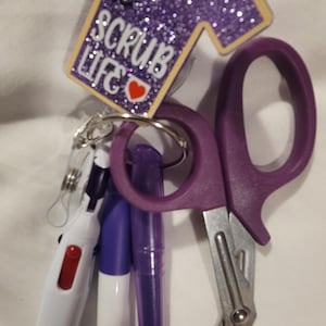PURPLE Scrub Life Badge Clip w/ Accessories