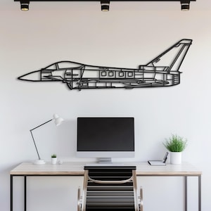 Metal Wall Art Modern Fighter Jet Silhouette | Military Aircraft Wall Decor | Aviation Gift for Pilot, Veteran and Jet Enthusiast