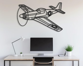 Arte de pared de metal de avión de combate de la Segunda Guerra Mundial, decoración de aviación, regalo de piloto