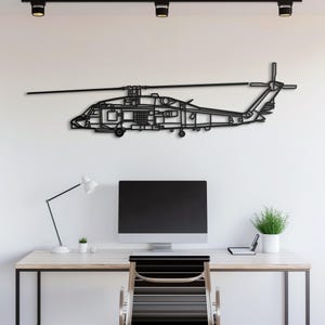 Military Helicopter Metal Wall Art, Navy Aviation Decor