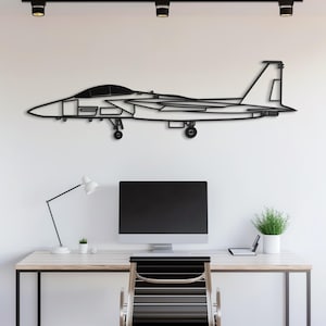 Modern fighter jet metal wall art for military aviation lovers and pilots, unique combat aircraft decor, perfect gift for him