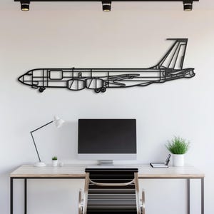 Metal Wall Art Military Air Refueling Jet Silhouette, Modern Aviation Wall Decor, Gift for Pilot, Veteran and Aircraft Collector