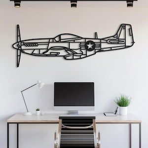Metal Wall Art WWII Era Fighter Aircraft Silhouette | Vintage Military Plane Decor | Aviation Enthusiast Gift for Pilot and Collector