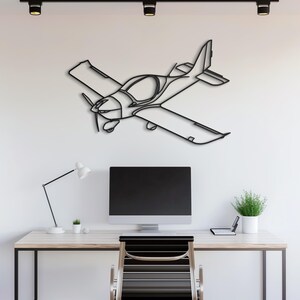Metal wall art of modern light sport aircraft for pilots and flying schools, unique airplane home decor and gift idea for aviation lovers