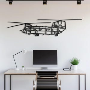 Metal Helicopter Wall Art, Military Aviation Decor