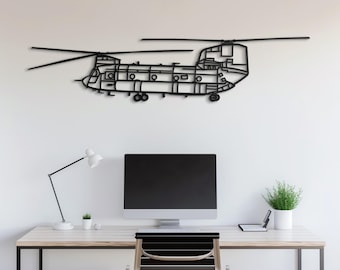 Metal Helicopter Wall Art, Military Aviation Decor