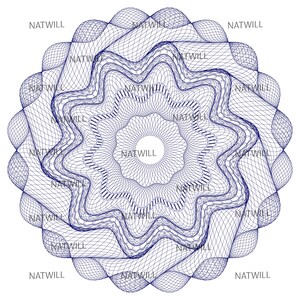 Marca d'água guilhoché. Padrão de marca d'água, Padrão de marca d'água. Textura de linhas guilhoché de verificação de notas, padrões de ondas seguras.