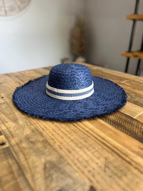 Blue Wide Brim Sun Hat - Etsy
