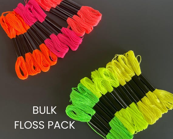 Vibrant Stitching Material Craft Supply Bright Thread Color Pack Neon Floss Art Set Creative Project Craft Collection Handcraft Supply Set