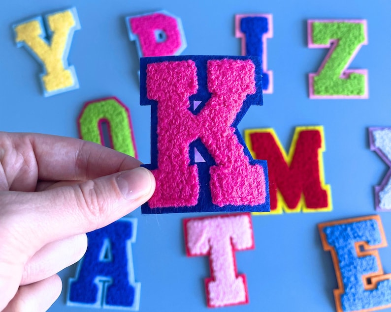 Tactile Lettering Chenille Iron on Letter Patches A-Z Sensory Alphabet Patch for Clothing ...