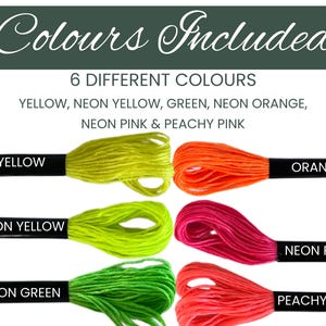 Bright Color Thread Set Creative Supply Collection Neon Floss Pack Six Strand Material Vibrant Yellow Green Orange Pink Art Project Kit Complete Making Essential Quality Handcraft Supply Collection