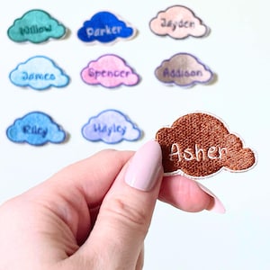 Cloud Name Badge Iron on Personalised Name Patch for Clothing Identification Tag Child Backpack Decoration School Uniform Label Toddler