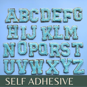 Adesivo con lettera per la decorazione della stanza dei bambini per la stanza della scuola materna, con accenti glitterati blu e bianchi, nome personalizzato, materiale didattico per la stanza dei bambini, insegnante