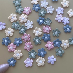 Crochet Flower Applique for Baby Blanket Accent Pastel Color Bloom Patch Handmade Gift for Nursery Room Decor Hair Clip Flower Trim Wedding