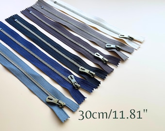 Brass Zipper Antique Metal for Bags Navy Long Zipper Gray White for Sewing Projects Craft Supplies Zipper Replacement Premium Quality Parts