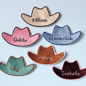 Custom Name Patch Cowboy Hat Personalised Embroidered Name Tag Western Cowgirl Country Style Iron On Badge Costume Accessory Personalise Hat