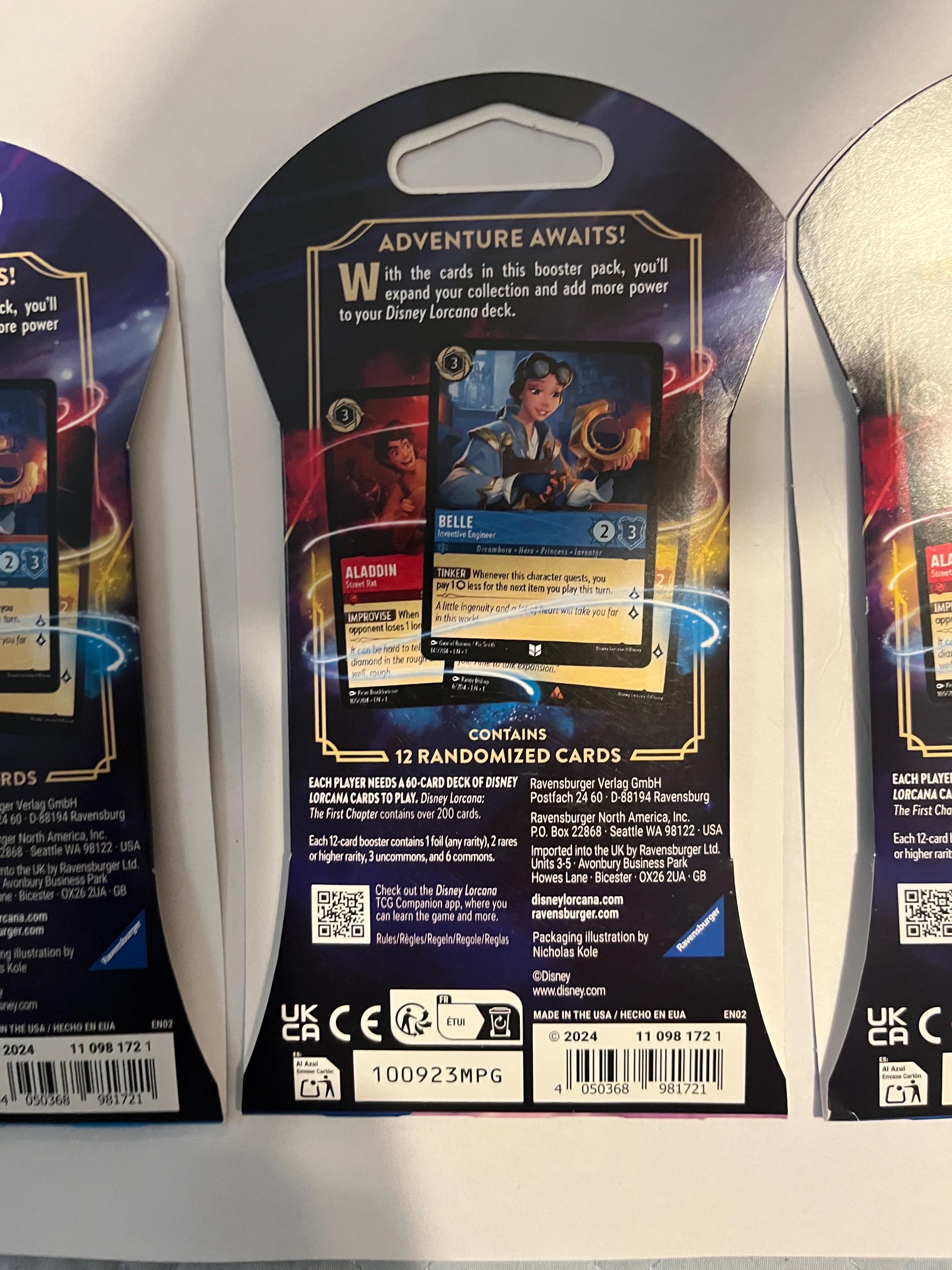Disney Lorcana the First Chapter Trading Cards Includes 12
